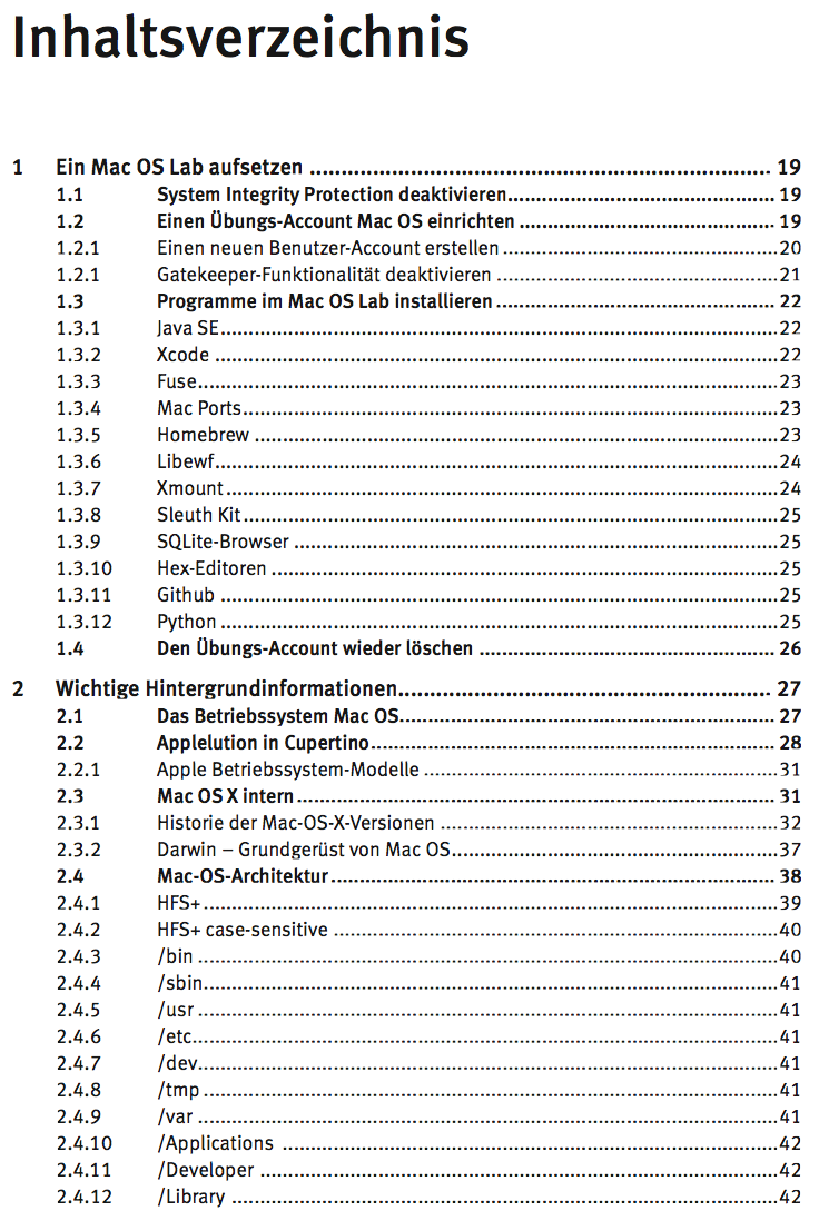 Buch Mac OS Hacking Inhaltsverzeichnis Seite 1